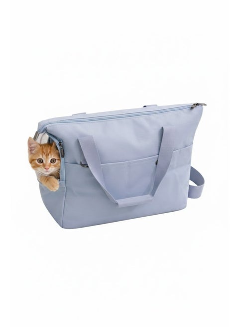 Pet Carrier Tote Bag, Light Blue, Soft-Sided Cat Travel Bag with Multiple Pockets